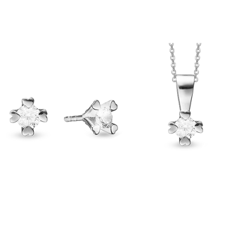 Mary 14 kt hvidguld smykkesæt med i alt 1,50 ct labgrown diamanter Wesselton VS
